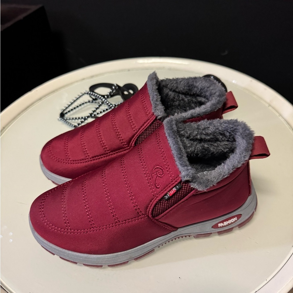 Women's Red Winter Boots with slip guards! Never be afraid to walk on Ice again! - Picture 3 of 7